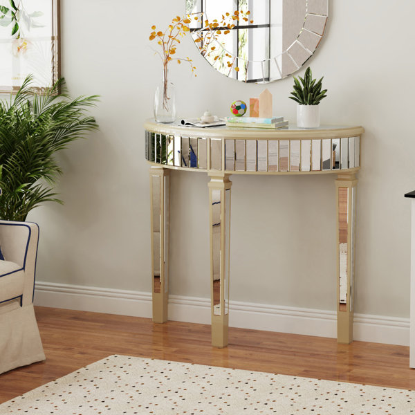 Mercer41 Adriatik 35.4" HalfRound Mirrored Console Table Wayfair